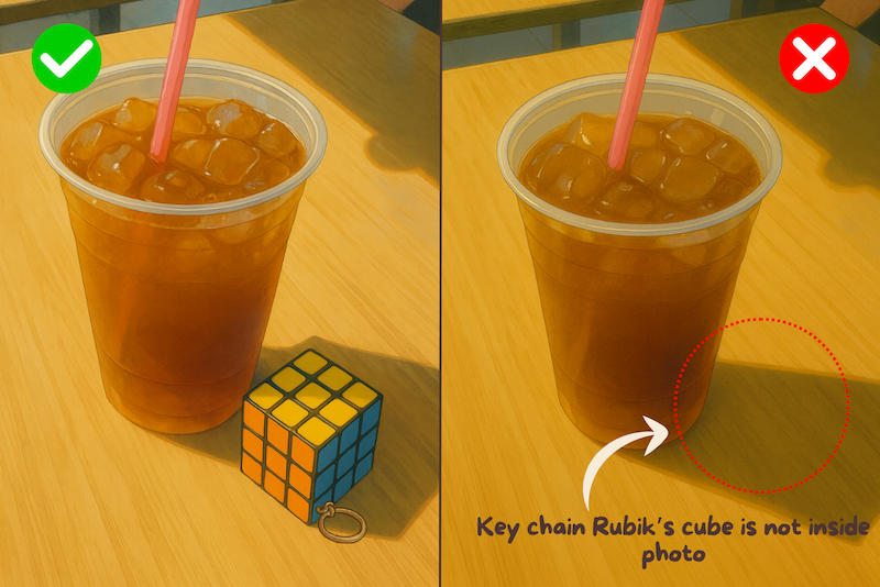 photo with and without Rubik cube